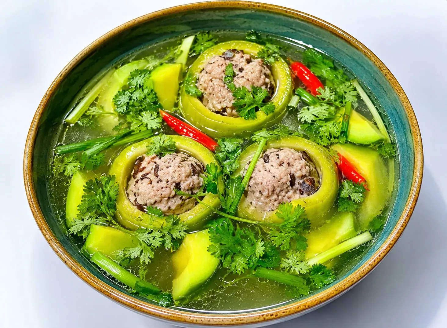 Kıymalı Dolmalı Avokado Çorbası